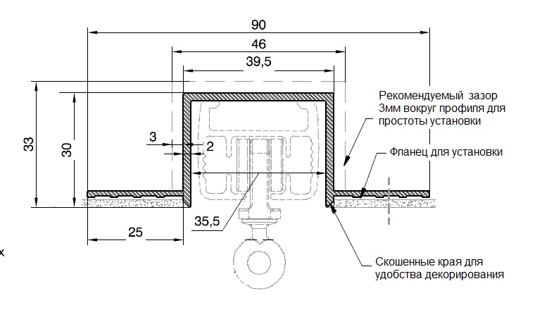 Профиль встроенный в гипрок Размеры